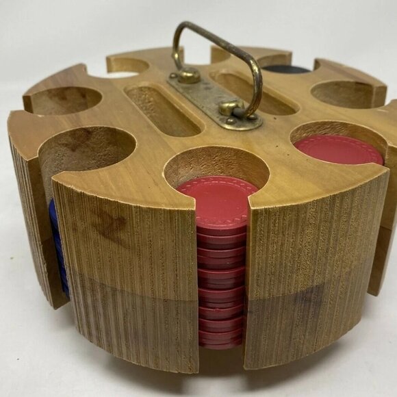 Vintage Wooden Poker Chip Carousel - Picture 5 of 8